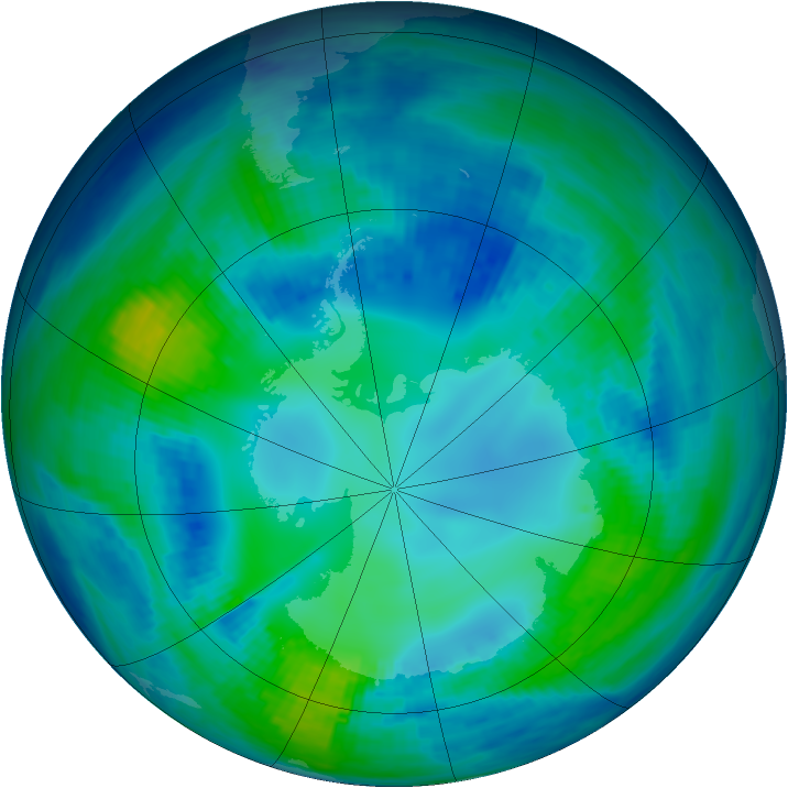Antarctic ozone map for 03 May 1993
